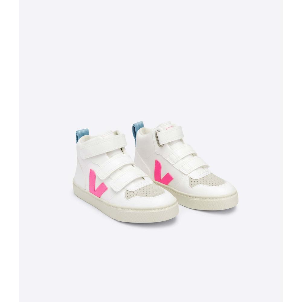 Veja V-10 MID CWL Kids' Shoes White/Blue/Pink | CA 799ZUT